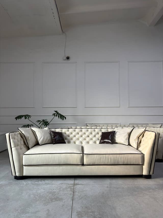 Sofas and an armchair with deep buttoning — living room in Kyiv