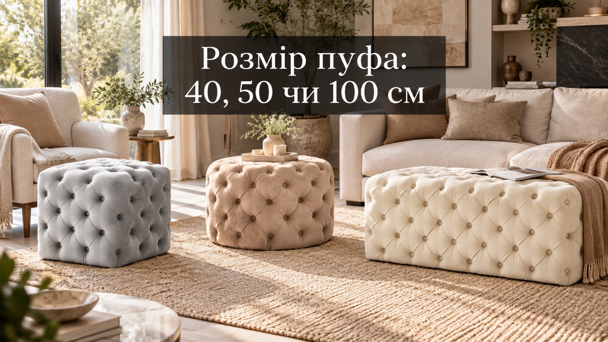 Розмір пуфа: 40, 50 чи 100 см — що ви насправді купуєте