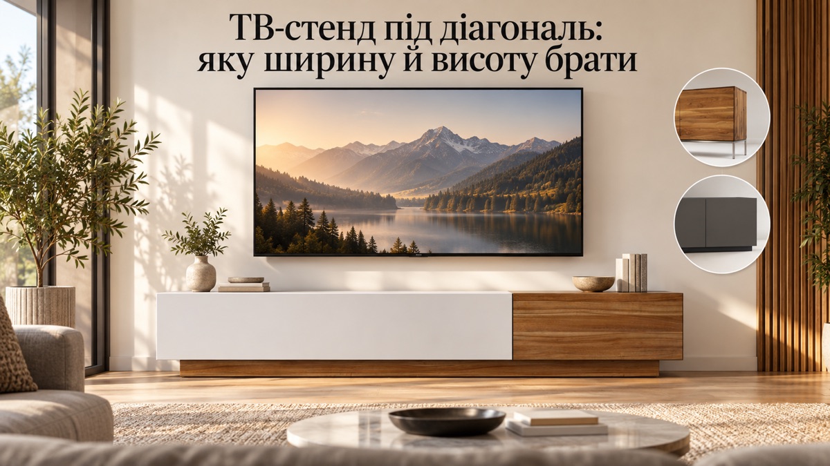 ТВ-стенд під діагональ: яку ширину й висоту брати