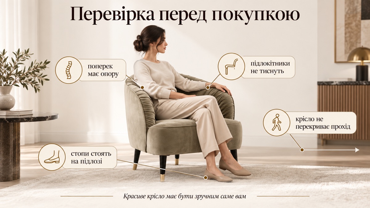 Перевірка перед покупкою: ширина 70-110 см, глибина 67-102 см, висота спинки 70-104 см