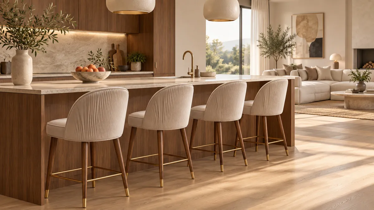 Stools for a kitchen island: how much space per person and how many will fit